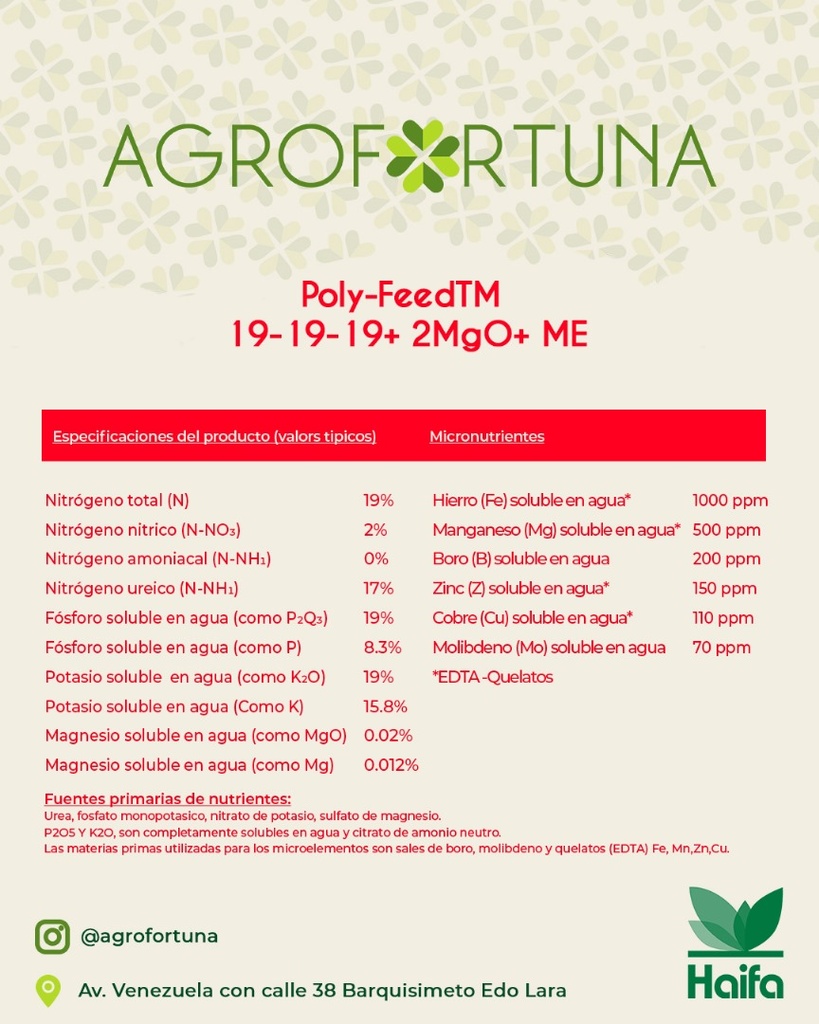 HAIFA POLYFEED 19-19-19  +2MgO+ME,  25Kg
