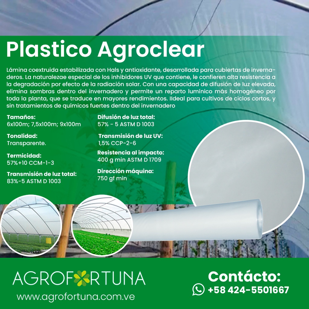 PLASTICO AGROCLEAR 6*100 METROS